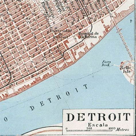 Vintage Detroit City Map Street Plan 1920s United States USA | Etsy | Detroit city, Detroit city ...