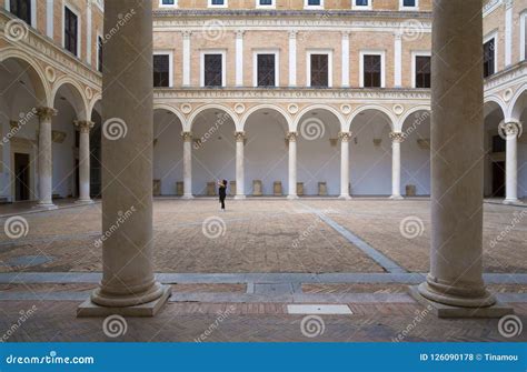 Ducal Palace Courtyard in Urbino, Italy Editorial Stock Photo - Image of columns, heritage ...