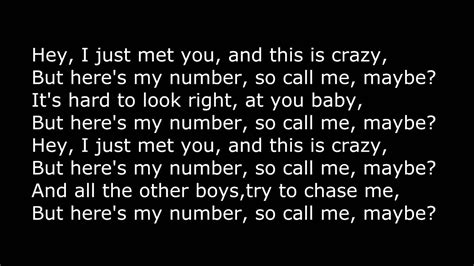 Carly Rae Jepsen - Call Me Maybe Lyrics - YouTube