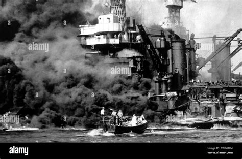 World War II, Pearl Harbor, Hawaii, the destruction of the USS West ...