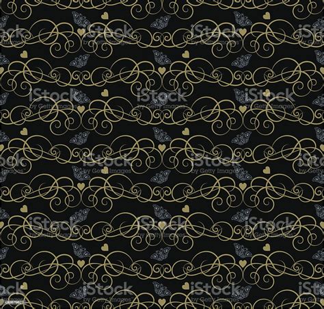 Black Wallpaper In Old Style Stock Illustration - Download Image Now - Backgrounds, Beauty ...