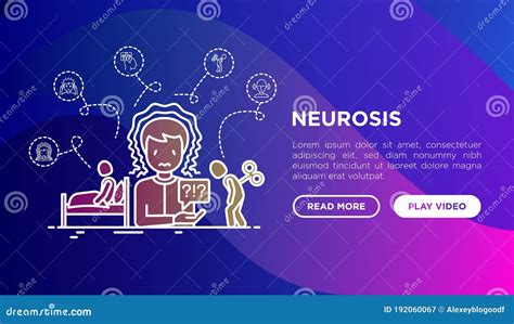 Neurosis Symptoms Web Page Template. Thin Line Icon Set: Panic Attack, Headache, Fatigue ...