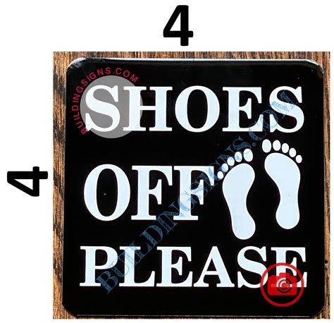 SHOES OFF PLEASE SIGN- BLACK (ALUMINUM SIGNS 4X4)