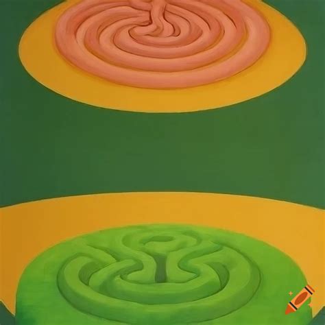 Colorful 3d hedge labyrinth painting by george tooker