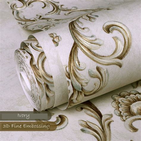 10M Vintage Elegant Gold Damask Wallpaper Embossed Textured Non-woven Roll | eBay