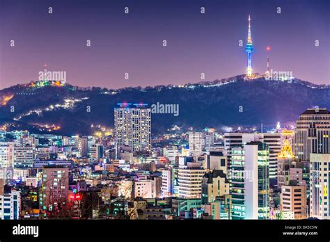 Seoul, South Korea evening skyline Stock Photo - Alamy