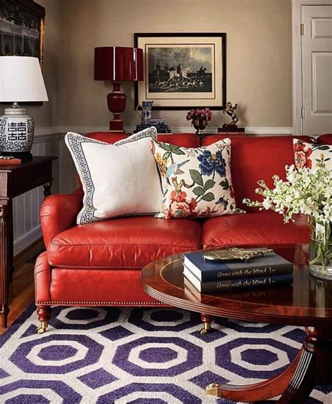 Red Leather Couch Living Room, Red Leather Couches, Burgundy Living ...