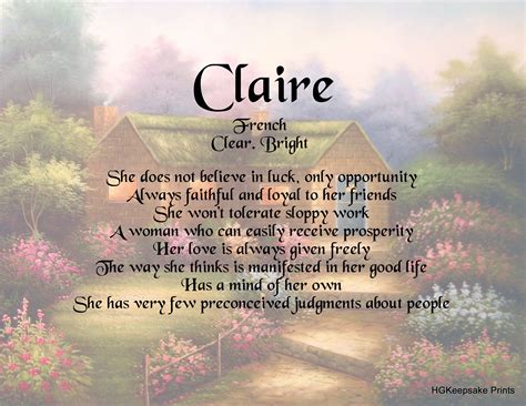 Pin by Monique Housen on First Name, Scripture & Family Keepsake Prints | Claire name, Names ...