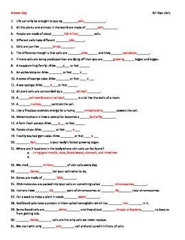 Video Worksheet (Movie Guide) for Bill Nye - Cells by Seriously Science