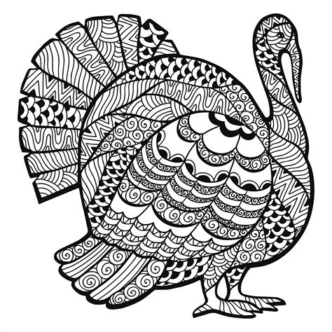 Thanksgiving Turkey with Zentangle - Thanksgiving Adult Coloring Pages - Page page/2/