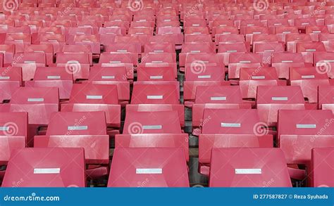 An Empty Rows of Plastic Seats in Football Stadium. Best Observed from the Front Side Stock ...