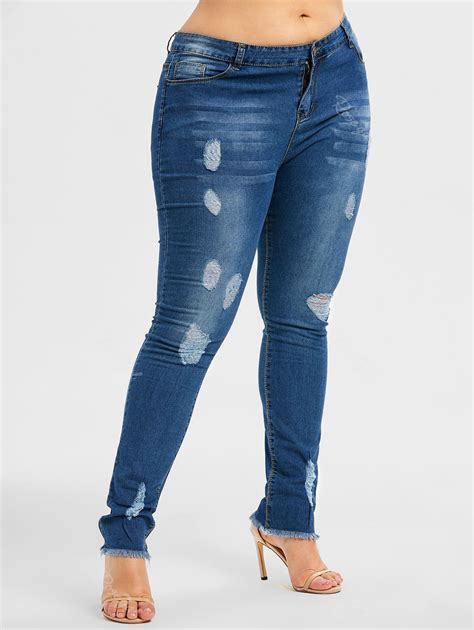 [35% OFF] Plus Size Distressed Jeans | Rosegal