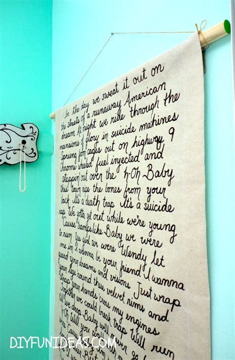 DIY SONG LYRIC WALL ART ON DROPCLOTH CANVAS - Do-It-Yourself Fun Ideas