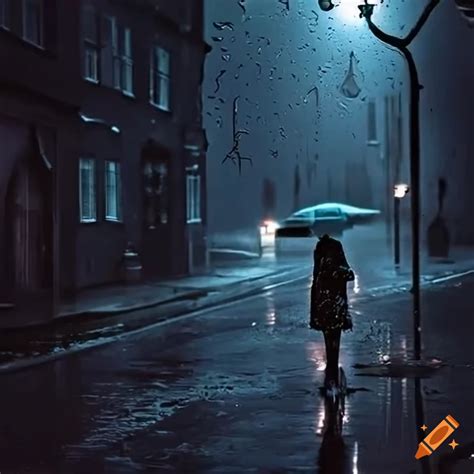 Scene with a dark, rainy night, image that captures the essence of a ...