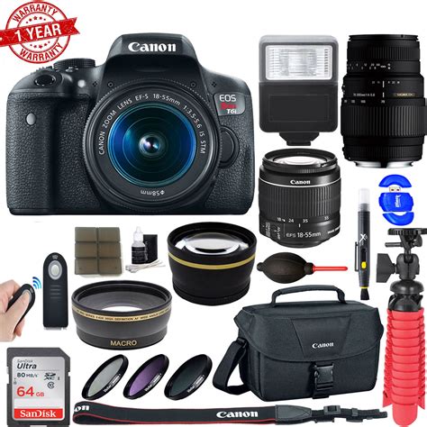 Canon EOS Rebel T6i DSLR Camera with EF-S 18-55mm IS STM & 70-300mm Lenses Accessory Kit ...