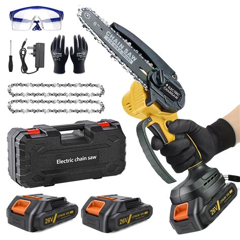 UNTIMATY Mini Cordless Chainsaw, 6-Inch Battery Powered Chain Saws with 2 Batteries 2 Chains ...