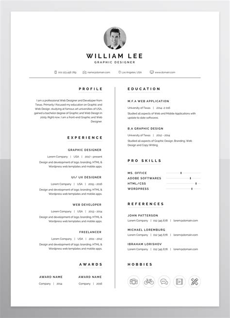 Resume/CV Template | Resume design template, Graphic design resume, Resume design