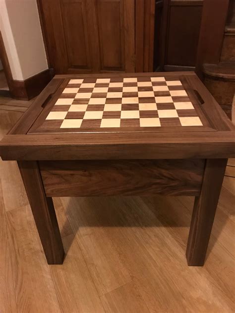 Reversible Wooden Chess Table. - Etsy UK | Chess table, Wooden chess ...