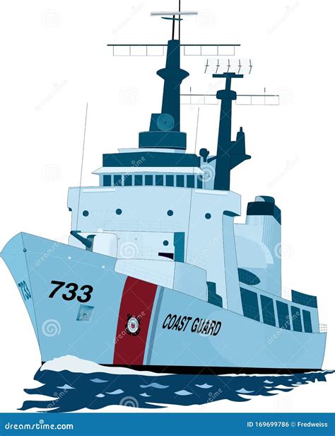 Coast Guard Cutter Vector Illustration Stock Vector - Illustration of military, ocean: 169699786