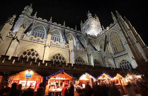 Christmas market lights up Bath, England