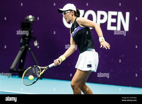 Chinese professional tennis player Zheng Saisai plays against Italian professional tennis player ...