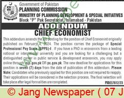 Chief Economist jobs in Islamabad at Ministry Of Planning Development ...