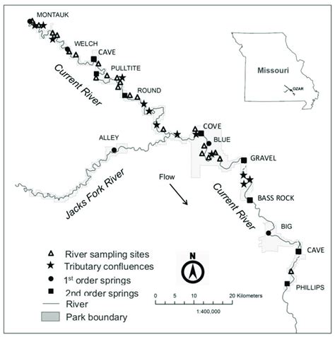 Map of the Current River Watershed, Missouri, showing approximate... | Download Scientific Diagram