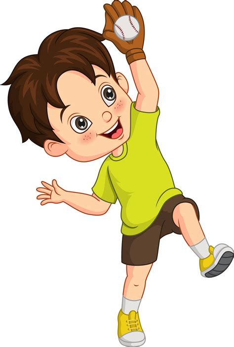 Cartoon little boy catching a ball 5112898 Vector Art at Vecteezy