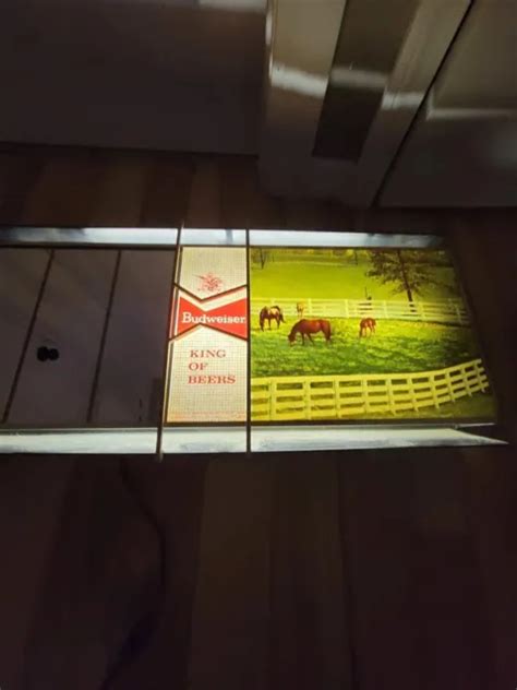 VINTAGE BUDWEISER BEER Clydesdales Horses Lighted Sign Mirror $149.00 - PicClick