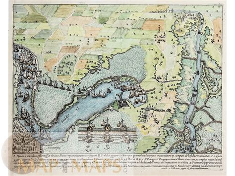 Belgium Old Map, Port of Antwerp by Matthäus Merian 1680 | Mapandmaps