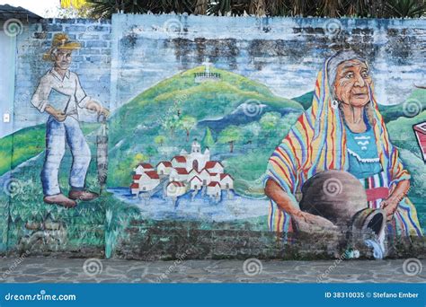 Mural on a House at Ataco in El Salvador Stock Image - Image of ...