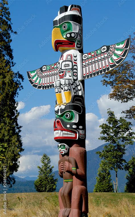 Native American totem pole in Vancouver, Canada. Stock Photo | Adobe Stock