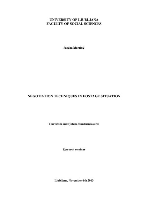 (DOC) NEGOTIATION TECHNIQUES IN HOSTAGE SITUATION