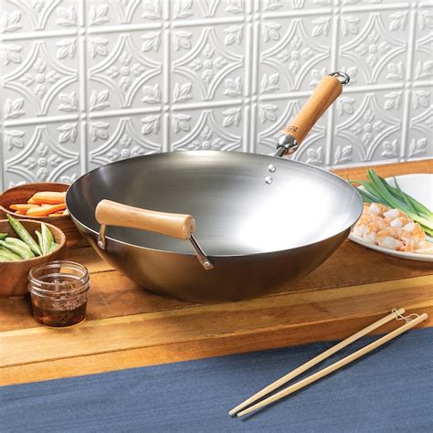 Joyce Chen Classic Series 14-Inch Silver Carbon Steel Wok with Wood ...