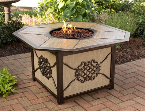 43" Heritage Octagon Porcelain Top Outdoor Patio Gas Fire Pit - Walmart.com - Walmart.com