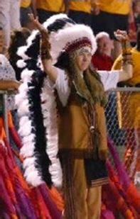 People Aren't Mascots: 2006 Gaffney Indian Mascot at the game - in a "headdress" and looking ...