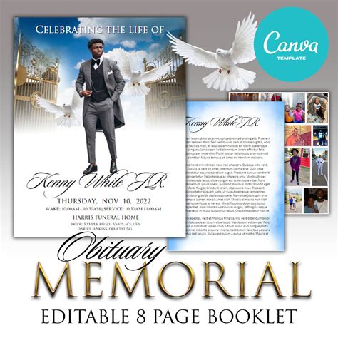 Heavens Gate Funeral Obituary Memorial Canva 8 Page Booklet - Etsy