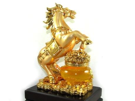 Golden Feng Shui Horse with Wealth Pot :: Fengshui Store