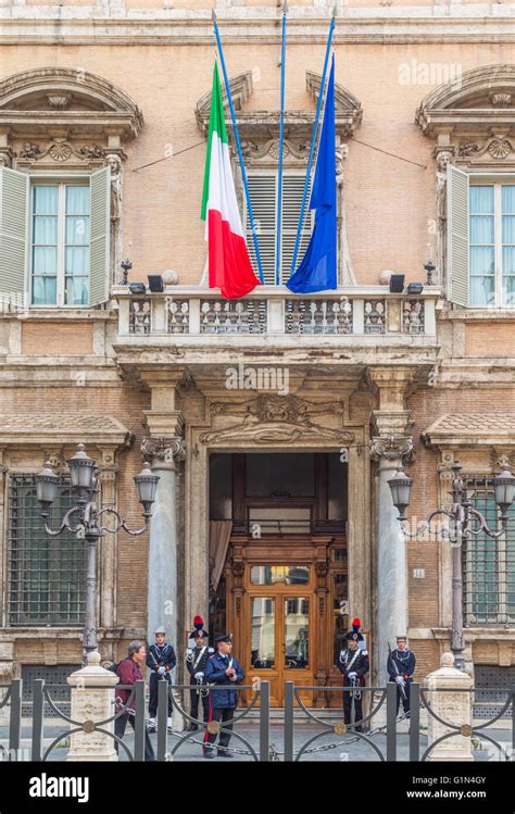 Rome, Italy. Entrance to the Palazzo Madama. The Palazzo is the seat of the Senate of the ...