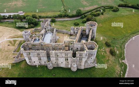 Aerial View of Carew Castle Stock Photo - Alamy