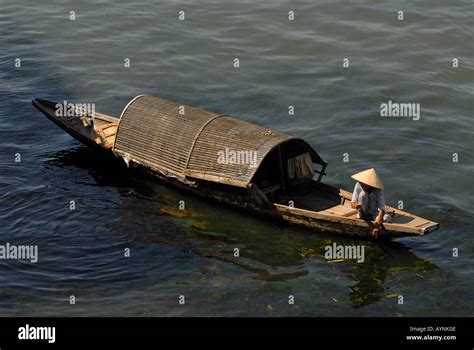 Traditional Sampan boat on the Perfume river Hue Vietnam Stock Photo ...