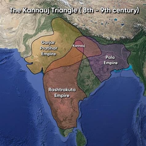 The Kannauj Triangle of India ( 8th and 9th century ) : r/MapPorn