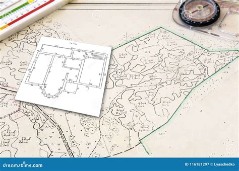 Map a Small Land and Plan Homes. Stock Image - Image of build, home: 116181297