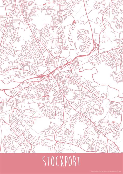 Stockport Town England Art Map Roads Print Your Places | Etsy | Map art ...