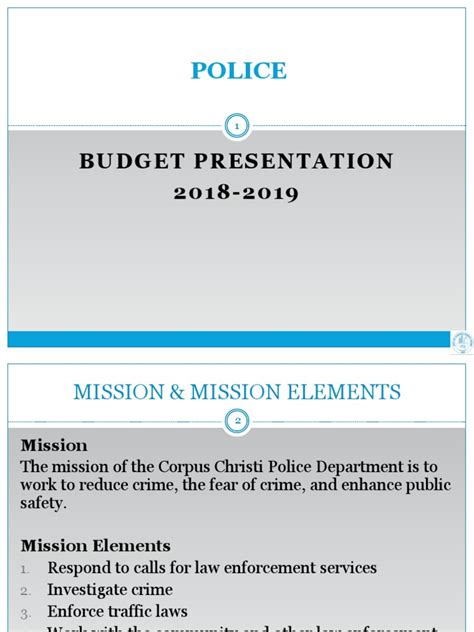 Presentation - Police Department Budget FY 2018-2019 | Police | Budget