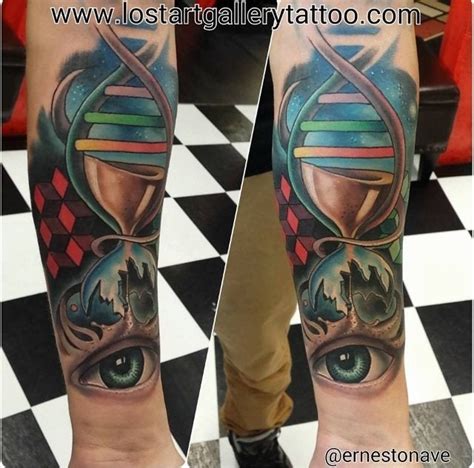 DNA Helix Hourglass - by Ernesto at Lost Art Gallery & Tattoo in Oakville, CT. : tattoos