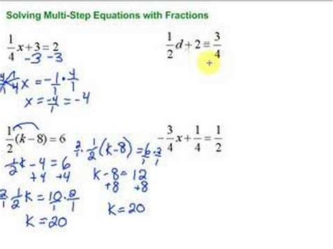 Lesson 7-3: Solving Multi-Step Equations with Fractions - YouTube