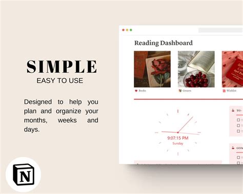 Reading Planner Notion Template , Notion Reader Templates, Notion ...