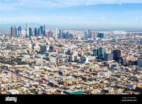 Downtown Los Angeles skyline city buildings cityscape aerial view photo in California United ...