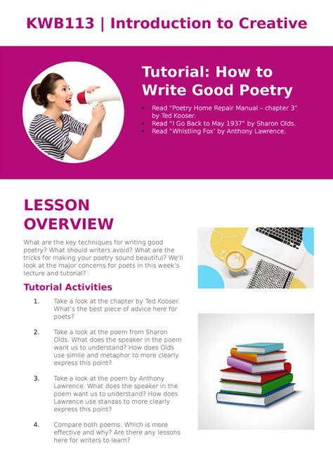 How to Write Good Poetry Tutorial Guide - KWB113 | Introduction to Creative Tutorial: How to ...